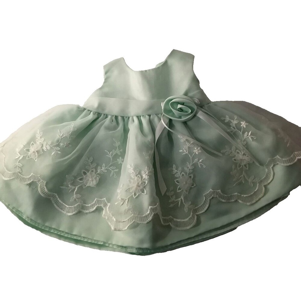 La Princess Mint Green Preemie Infant Dress Tulle Embroidery Floral Rose